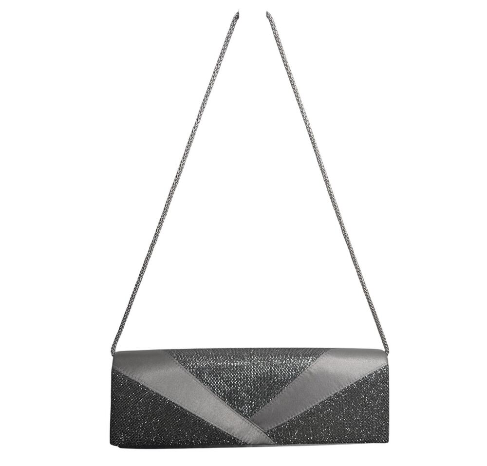 Y2K Jessica McClintock Silver Lurex Evening Clutch NWT